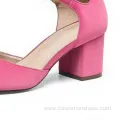 Fuchsia Microfiber Ankle Strap Heels